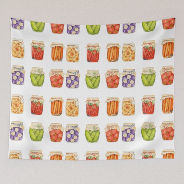 Item preview, Watercolor Pickled Veggies Jar Set Illustration designed and sold by ArtfulWeave.