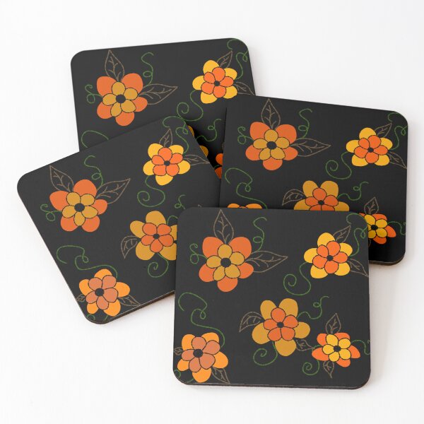 Item preview, Orange Floral on Black  designed and sold by JaygiesDesign.