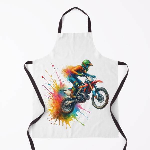 Aperçu de l'œuvre Pilote de motocross dans une éclaboussure d'aquarelle explosive créée et vendue par ArtfulWeave.