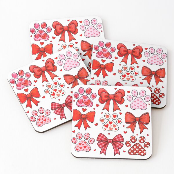 Item preview, Valentine Paw Prints and Red Bows Collection designed and sold by ArtfulWeave.