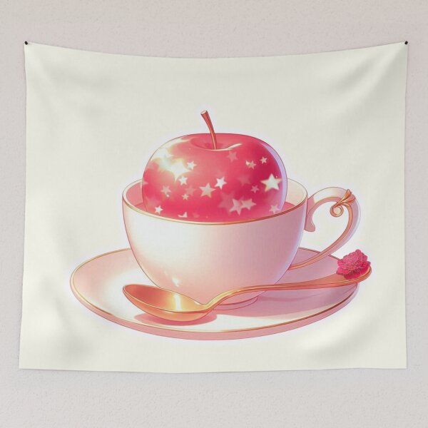 Item preview, Golden Tea Time with Apple – Soft Anime-Inspired Illustration designed and sold by Sugar Wisdom .