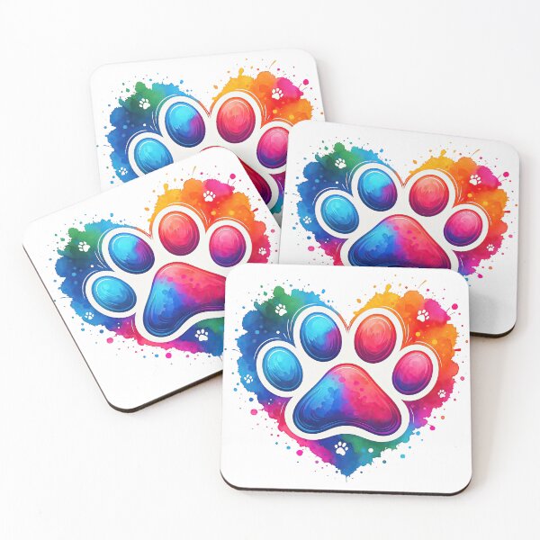 Item preview, Rainbow Splash Heart Paw Print Design designed and sold by ArtfulWeave.