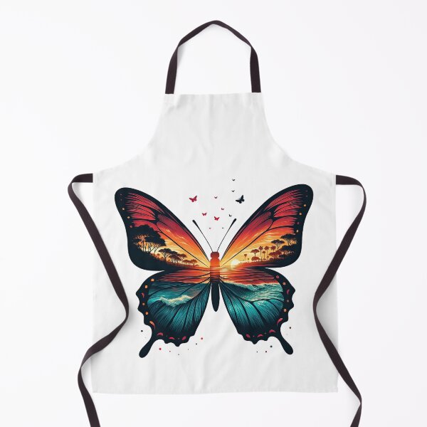 Item preview, Tropical Sunset Butterfly Landscape Illustration designed and sold by ArtfulWeave.