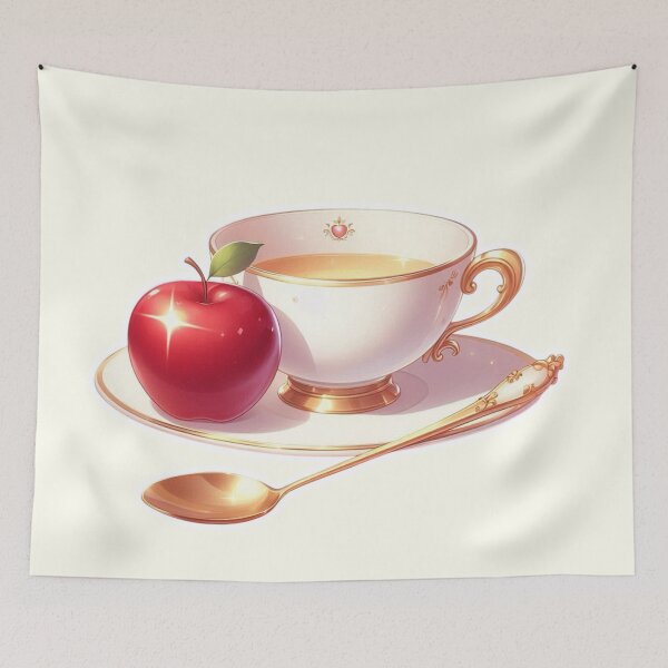 Item preview, Golden Tea Time with Apple – Soft Anime-Inspired Illustration designed and sold by Sugar Wisdom .