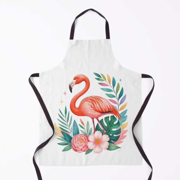 Item preview, Tropical Flamingo with Jungle Flowers and Leaves designed and sold by ArtfulWeave.