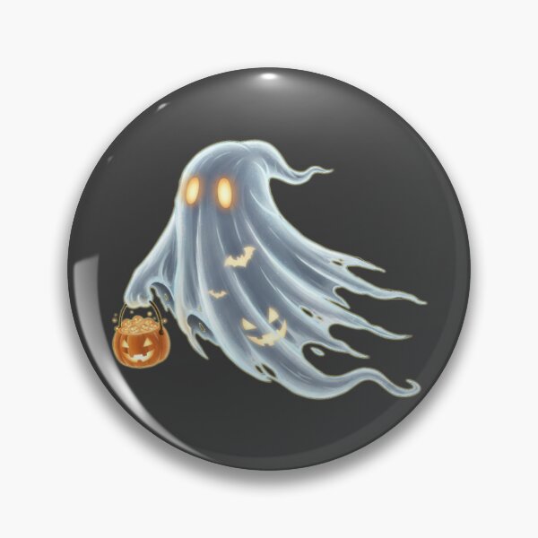 Item preview, Ghost with pumpkin bucket designed and sold by StoneBluePlanet.