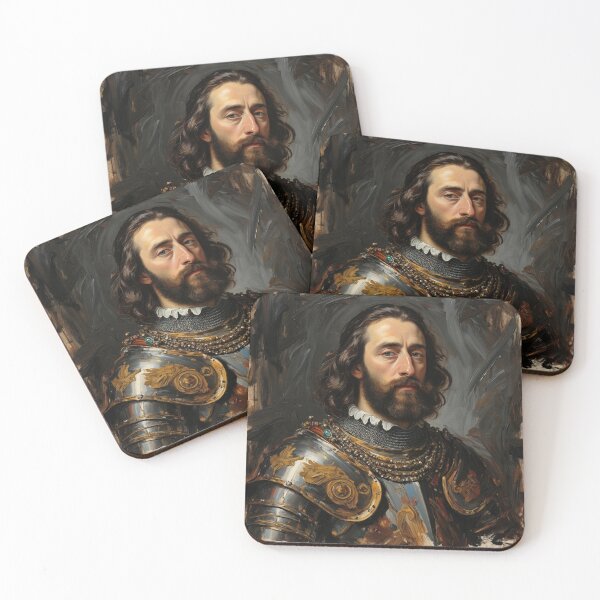 Item preview, Painting of a Medieval bearded man in a suit of Armor  designed and sold by Vintage Designs +.