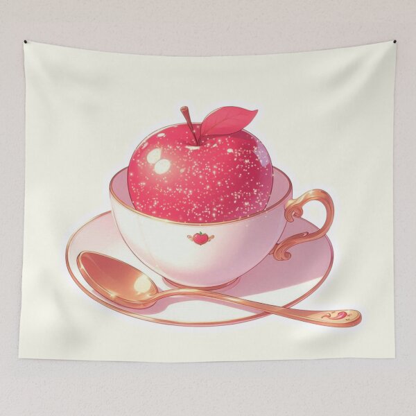 Item preview, Golden Tea Time with Apple – Soft Anime-Inspired Illustration designed and sold by Sugar Wisdom .
