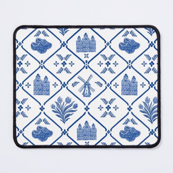 Item preview, Dutch Tile Work in Cobalt Blue with Mill, Canal Houses and Clogs designed and sold by Studio Pico.