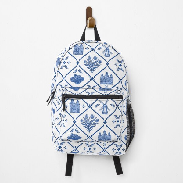Item preview, Dutch Tile Work in Cobalt Blue with Mill, Canal Houses and Clogs designed and sold by Studio Pico.