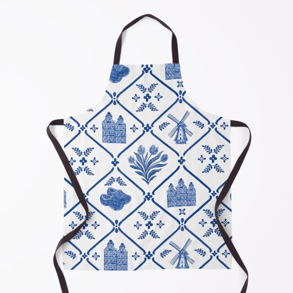 Item preview, Dutch Tile Work in Cobalt Blue with Mill, Canal Houses and Clogs designed and sold by Studio Pico.