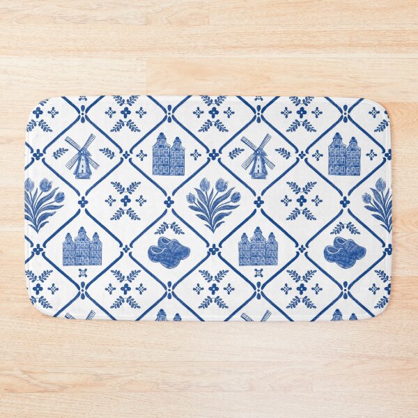 Item preview, Dutch Tile Work in Cobalt Blue with Mill, Canal Houses and Clogs designed and sold by Studio Pico.