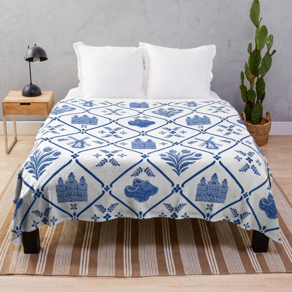 Item preview, Dutch Tile Work in Cobalt Blue with Mill, Canal Houses and Clogs designed and sold by Studio Pico.