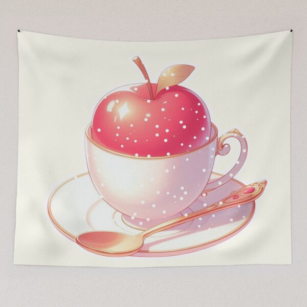 Item preview, Golden Tea Time with Apple – Soft Anime-Inspired Illustration designed and sold by Sugar Wisdom .