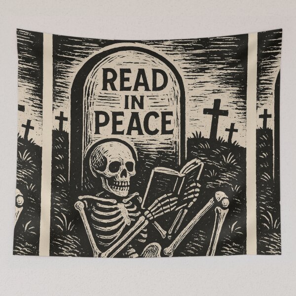 Item preview, RIP - Read In Peace | Skeleton Halloween Design designed and sold by Oqueartecura.