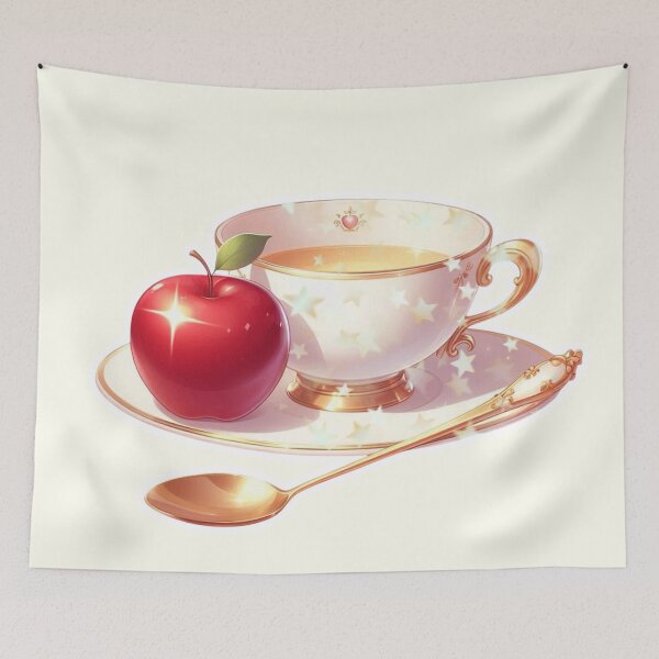 Item preview, Golden Tea Time with Apple – Soft Anime-Inspired Illustration designed and sold by Sugar Wisdom .
