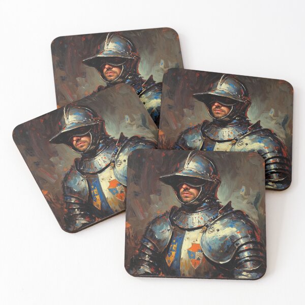 Item preview,  Painting of a Medieval bearded man in a suit of Armor  designed and sold by Vintage Designs +.
