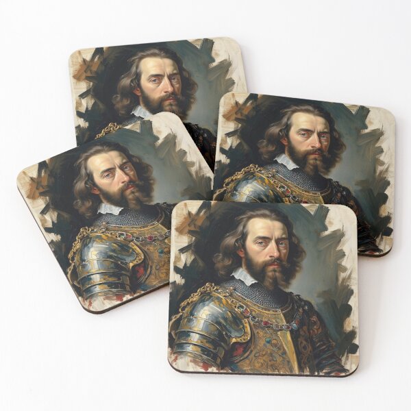 Item preview, Painting of a Medieval bearded man in a suit of Armor  designed and sold by Vintage Designs +.
