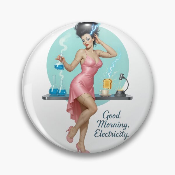 Item preview, Good Morning, Electricity – Retro Bride Pinup Art designed and sold by Lightning-Lace.