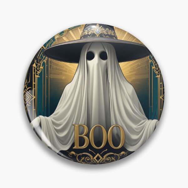Item preview, Art Deco Ghost Witch Hat Portrait "BOO" designed and sold by AQUILAKREO.