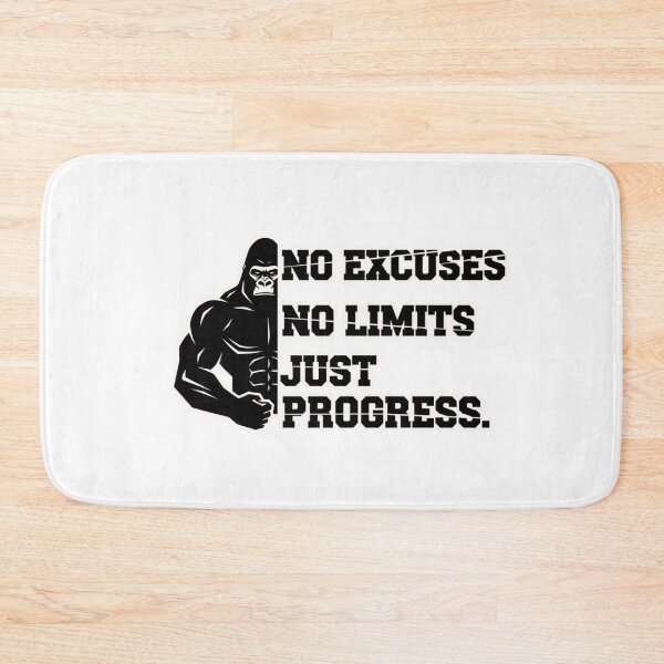 Item preview, No Excuses No Limits Just Progress – Motivational Gorilla Gym Design designed and sold by Kavya Art.