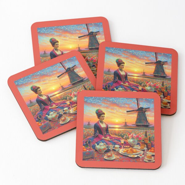 Item preview, Having Tea at Kinderdijk - Sunset in Silk  designed and sold by daweave77.