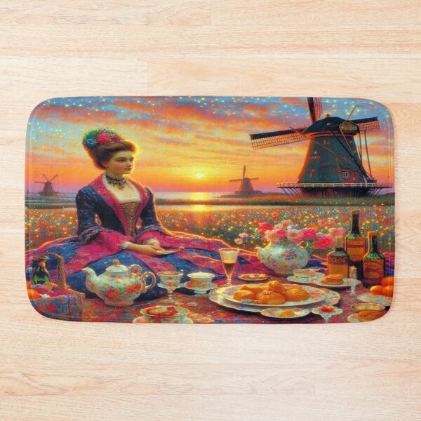 Item preview, Having Tea at Kinderdijk - Sunset in Silk  designed and sold by daweave77.