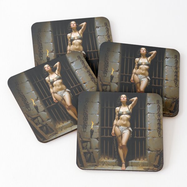 Item preview, Painting of a female prisoner in a dungeon awaiting trial in medieval times designed and sold by Vintage Designs +.