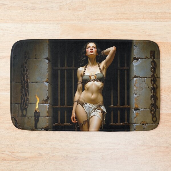 Item preview, Painting of a female prisoner in a dungeon awaiting trial in medieval times designed and sold by Vintage Designs +.