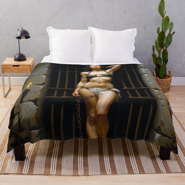 Item preview, Painting of a female prisoner in a dungeon awaiting trial in medieval times designed and sold by Vintage Designs +.