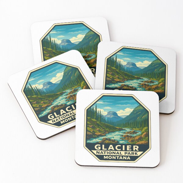 Item preview, Glacier National Park Retro Mountain Landscape Sticker designed and sold by Ismeal Von.