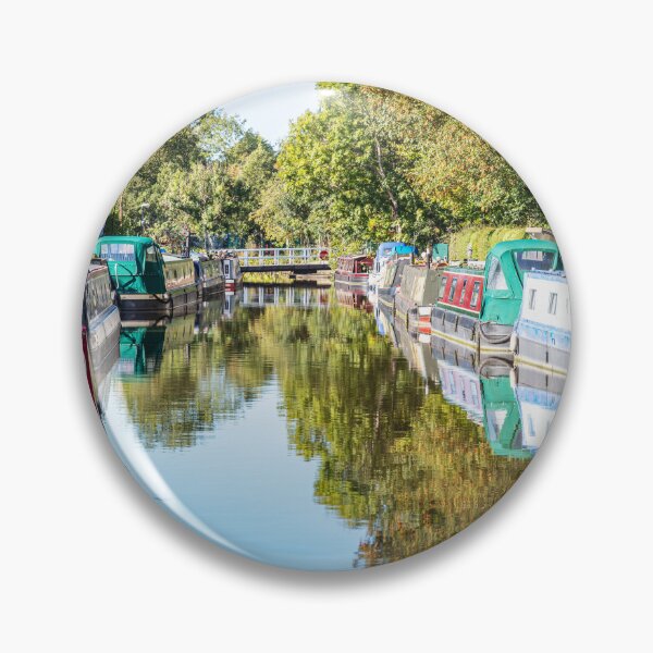 Item preview, Colorful Canal Boats in Tranquil Setting On Skipton Canal, Yorkshire, England designed and sold by Paul Thompson Photography.