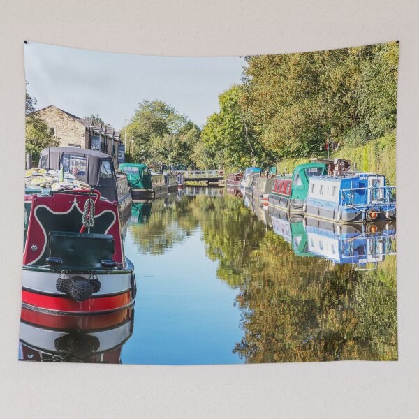 Item preview, Colorful Canal Boats in Tranquil Setting On Skipton Canal, Yorkshire, England designed and sold by Paul Thompson Photography.