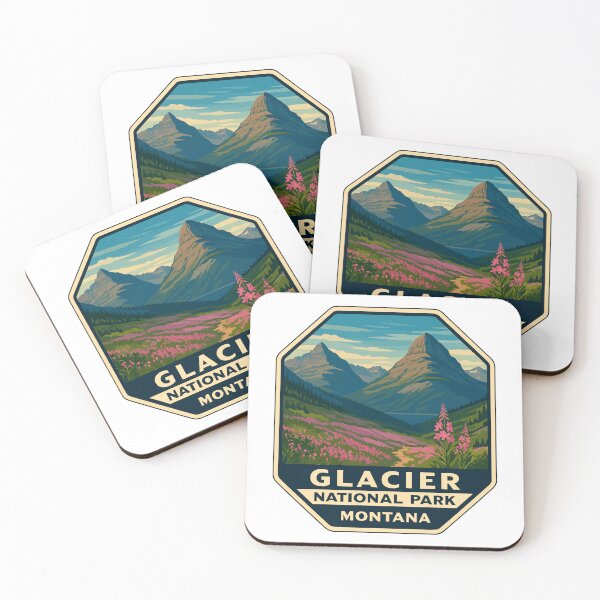 Item preview, Glacier National Park Retro Mountain Landscape Sticker designed and sold by Ismeal Von.