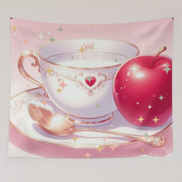 Item preview, Golden Tea Time with Apple – Soft Anime-Inspired Illustration designed and sold by Sugar Wisdom .