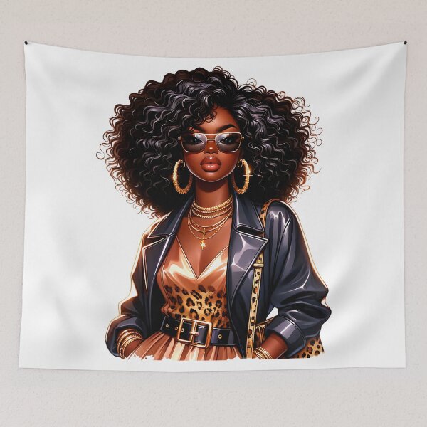 Item preview, Gold & Black Diva – Afro Glam Fashion Art designed and sold by Lulunza.