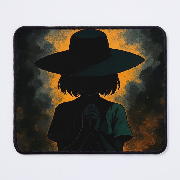 Item preview, Mysterious Woman in Smoke and Fire – Dark Fantasy Gothic Art with Wide-Brim Hat and Dramatic Lighting designed and sold by tarotstarostina.