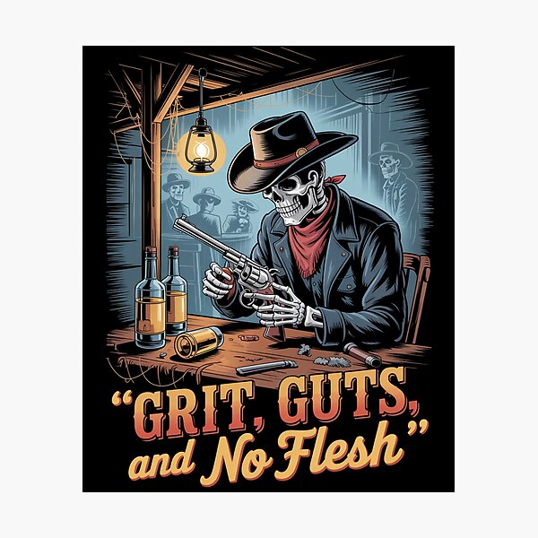 Item preview, cowboy ghost rider - wild west undead - grunge cowboy - skeleton gunslinger - cowboy skeleton - wild west skeleton - outlaw skeleton - vintage western - desert skeleton cowboy - creepy cowboy designed and sold by JansenGS.