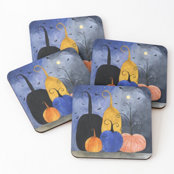 Item preview, 005 Colorful Pumpkins Under Moonlight designed and sold by nikoart001.