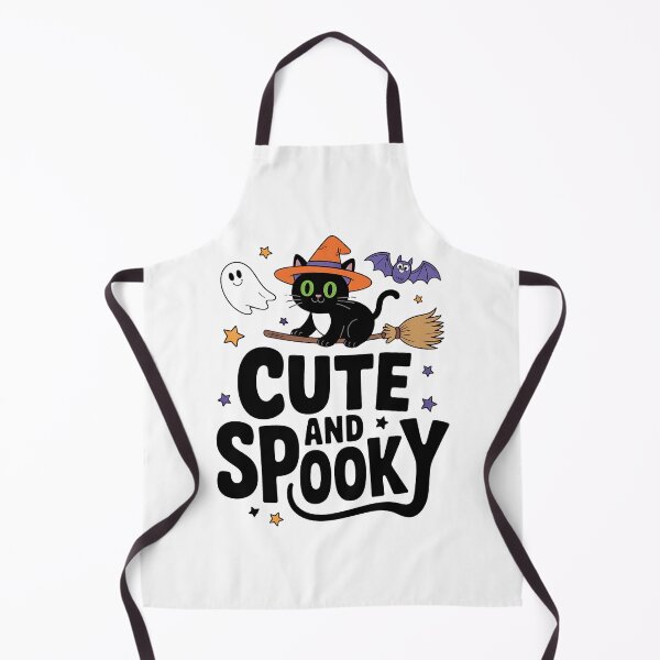Item preview, Halloween Cute Cat Flying On Broom with Ghost Stars designed and sold by BakeryDozen.