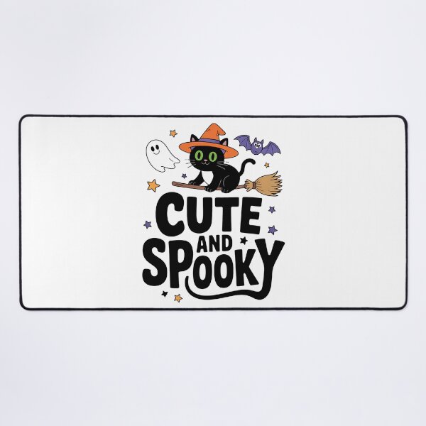 Item preview, Halloween Cute Cat Flying On Broom with Ghost Stars designed and sold by BakeryDozen.