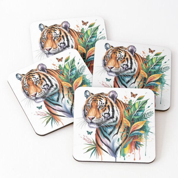 Item preview, Majestic tiger vibrant foliage butterflies feline stripes tiger vibrant foliage butterlies designed and sold by DeBenedetto Digital Designs.