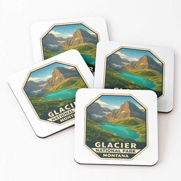 Item preview, Glacier National Park Retro Mountain Landscape Sticker designed and sold by Ismeal Von.
