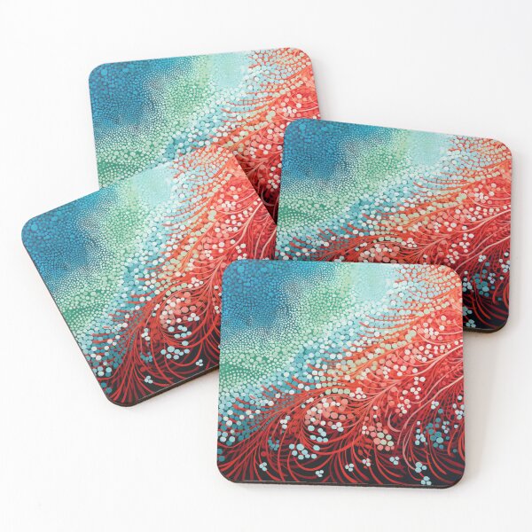 Item preview, Aboriginal Inspired Dot Art - Red and Blue Blooming designed and sold by GrinGalore.