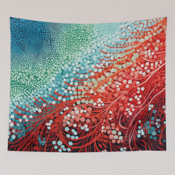 Item preview, Aboriginal Inspired Dot Art - Red and Blue Blooming designed and sold by GrinGalore.