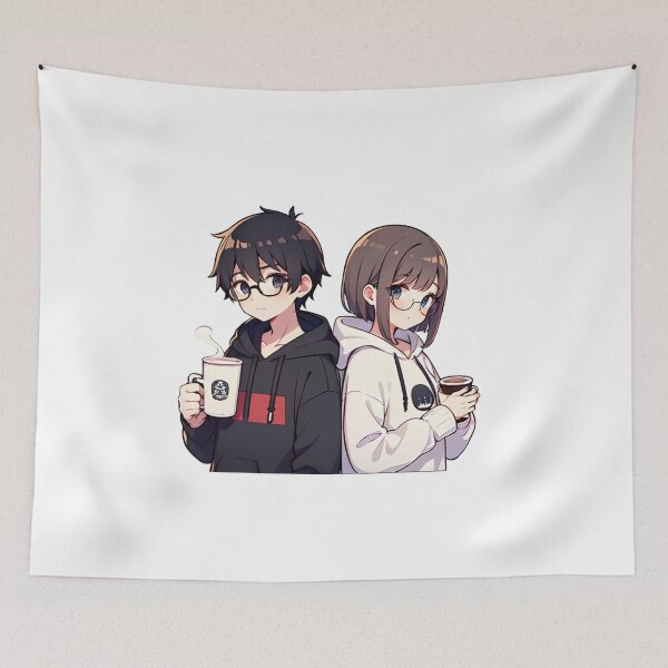 Item preview, Cozy Anime Couple with Coffee Sticker designed and sold by TheRosyCanvas.