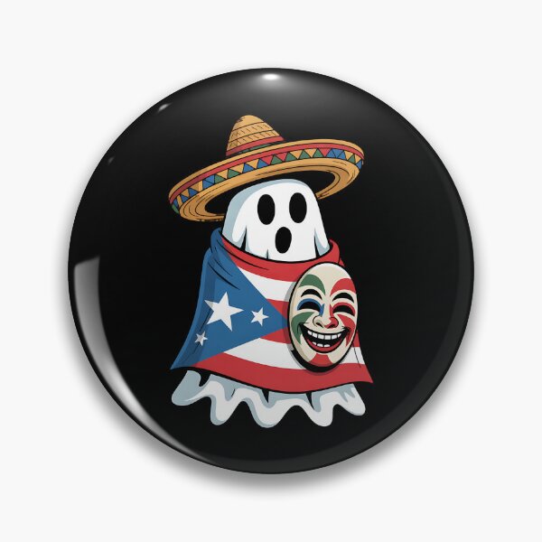 Item preview, Halloween Puerto Rican Ghost with Pava Hat & Vejigante Mask designed and sold by BakeryDozen.