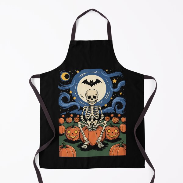 Item preview, Halloween Skeleton Starry Night Van Gogh Pumpkin designed and sold by BakeryDozen.