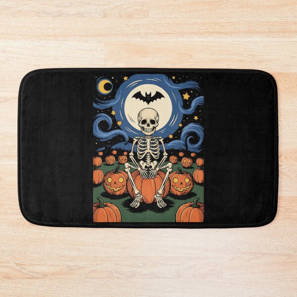 Item preview, Halloween Skeleton Starry Night Van Gogh Pumpkin designed and sold by BakeryDozen.