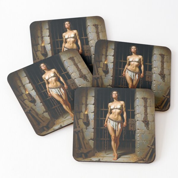 Item preview, Painting of a female prisoner in a dungeon awaiting trial in medieval times designed and sold by Vintage Designs +.